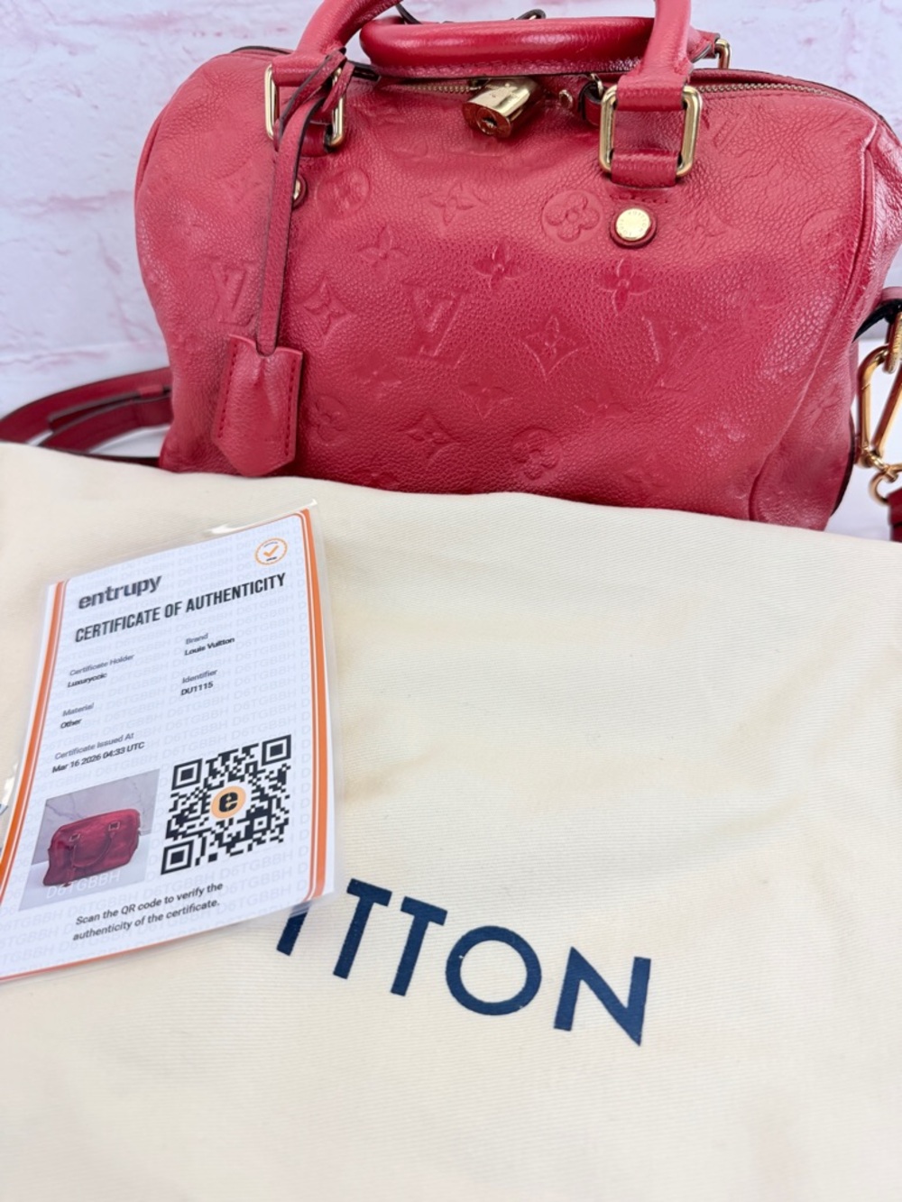 Authentic Louis Vuitton Red Empreinte Speedy 25 Handbag Shoulder Bag - Picture 14 of 15